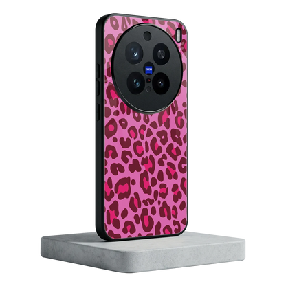 Leopard Pink vivo x200 pro mobile cover | shockproof glass phone case