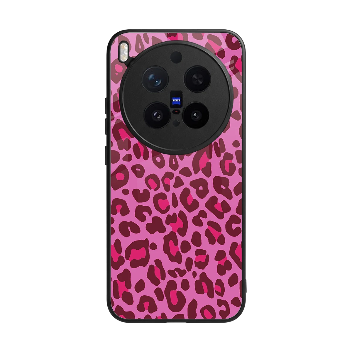 Leopard Pink back phone cover | glass case for vivo x300 pro