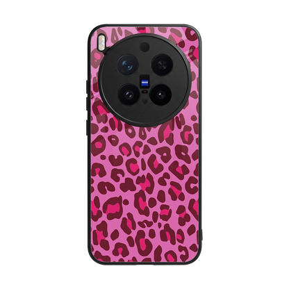 Leopard Pink back phone cover | glass case for vivo x300 pro