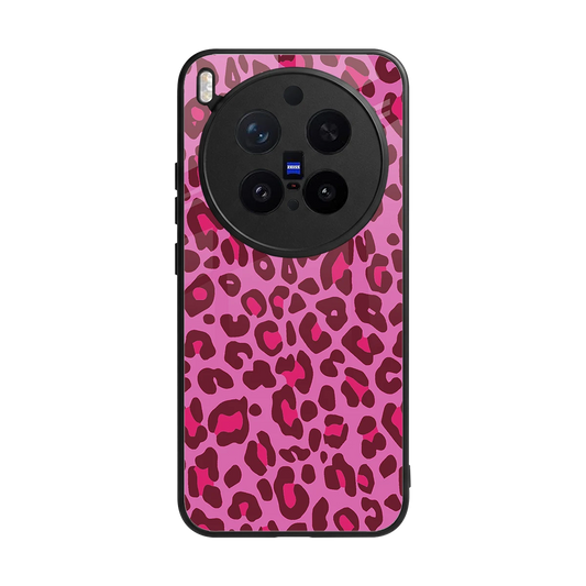Leopard Pink back phone cover | glass case for vivo x300 pro