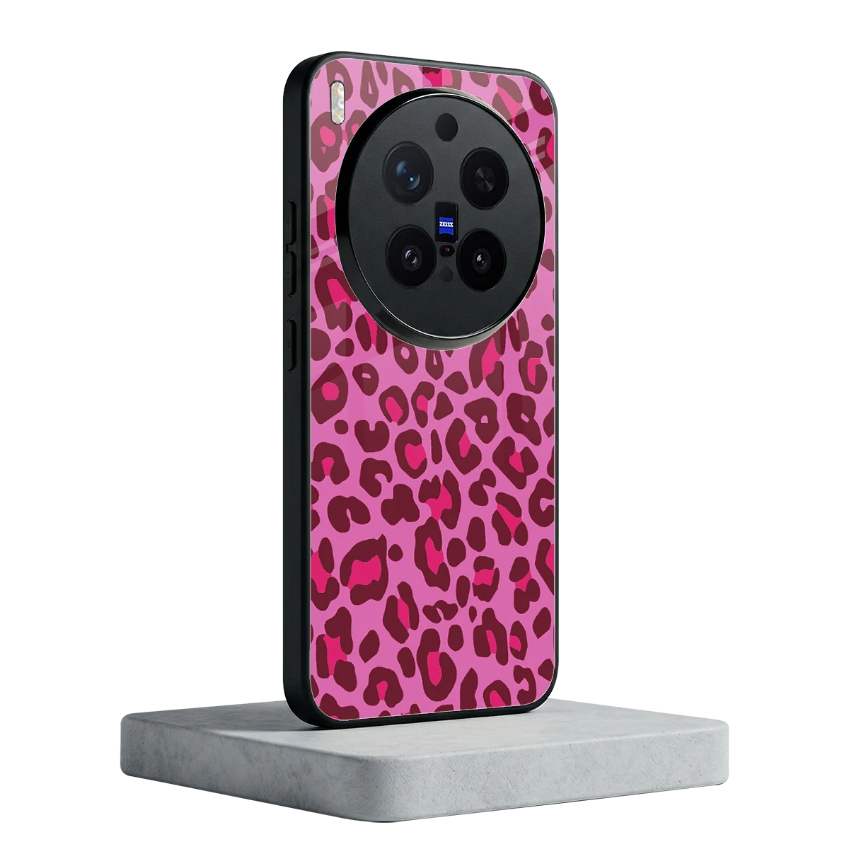 Leopard Pink vivo x300 pro mobile cover | shockproof glass phone case