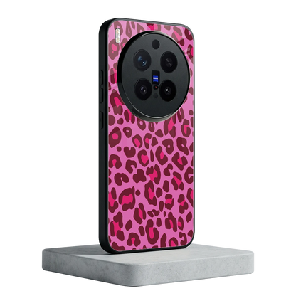 Leopard Pink vivo x300 pro mobile cover | shockproof glass phone case