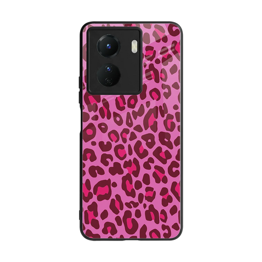 Leopard Pink back phone cover | glass case for vivo y16