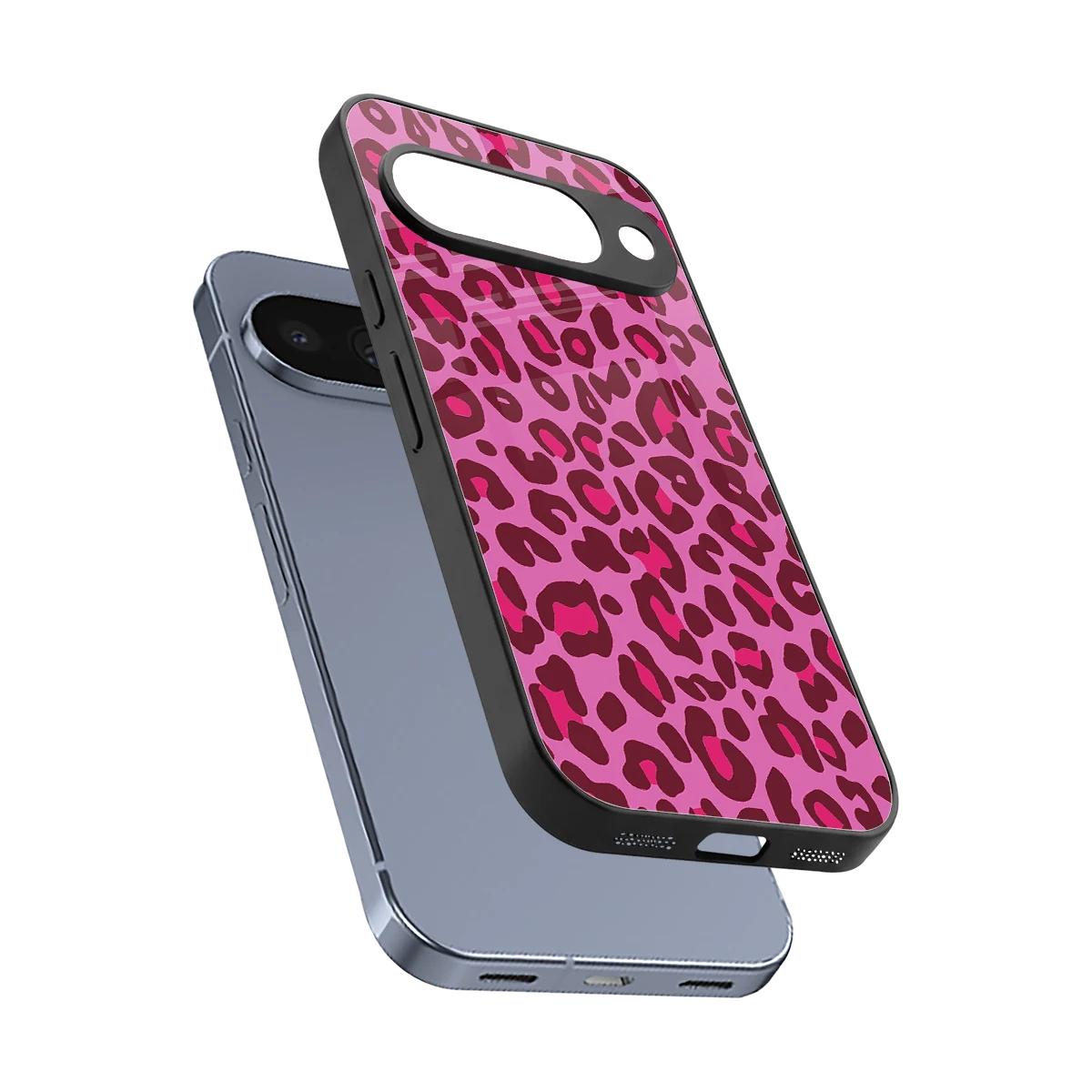 Leopard Pink sleek google pixel 10 cover with tempered glass back and TPU edges
