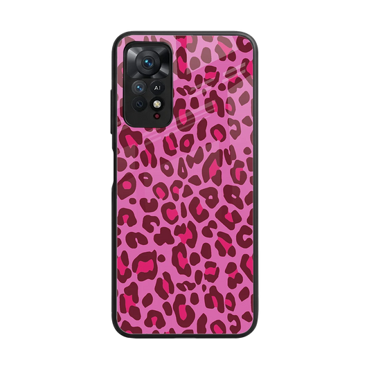 Leopard Pink back phone cover | glass case for redmi note 11 pro