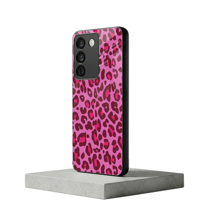 Leopard Pink vivo y200 5g mobile cover | shockproof glass phone case