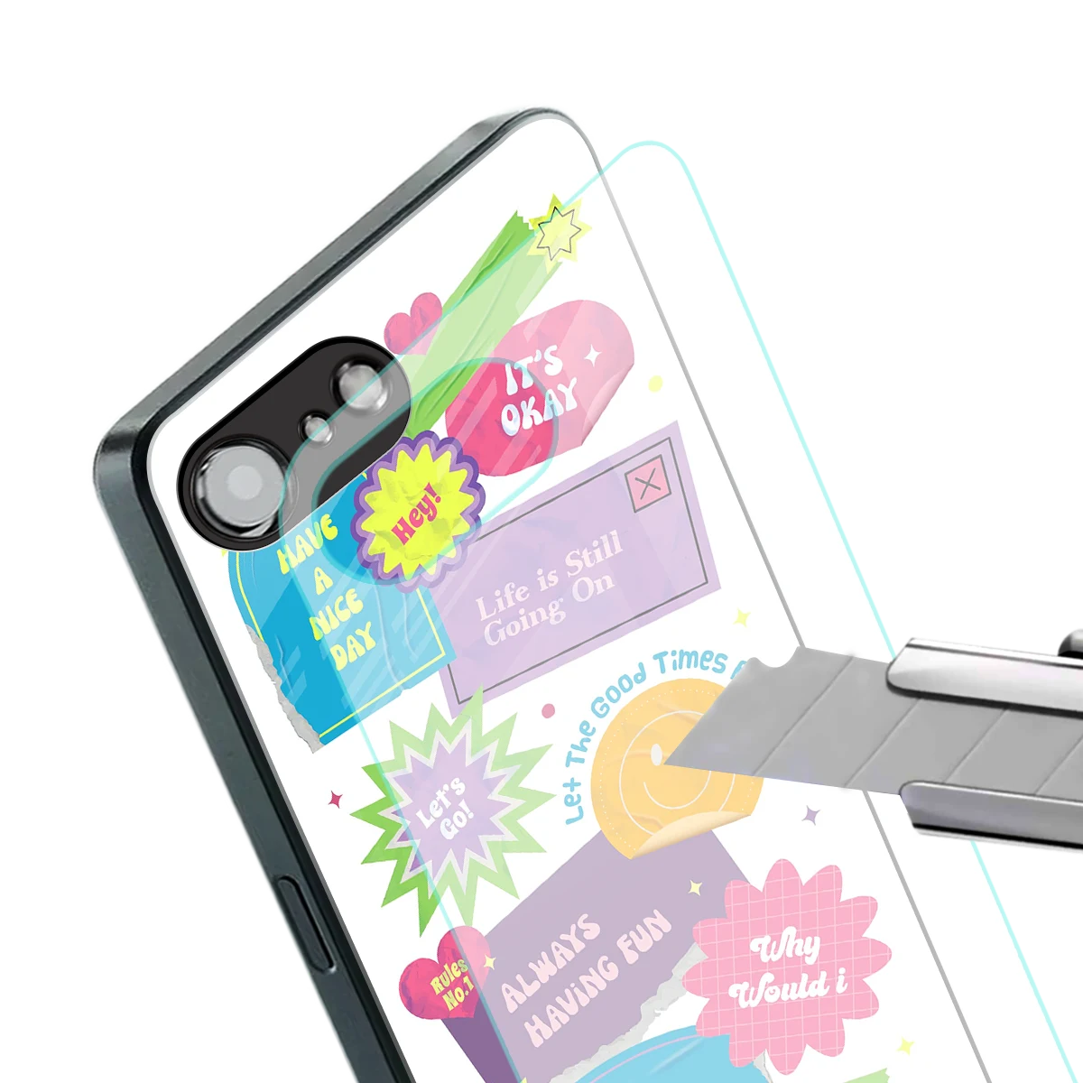 Lesss Go stylish phone case for iphone 16e | glossy glass and slim fit