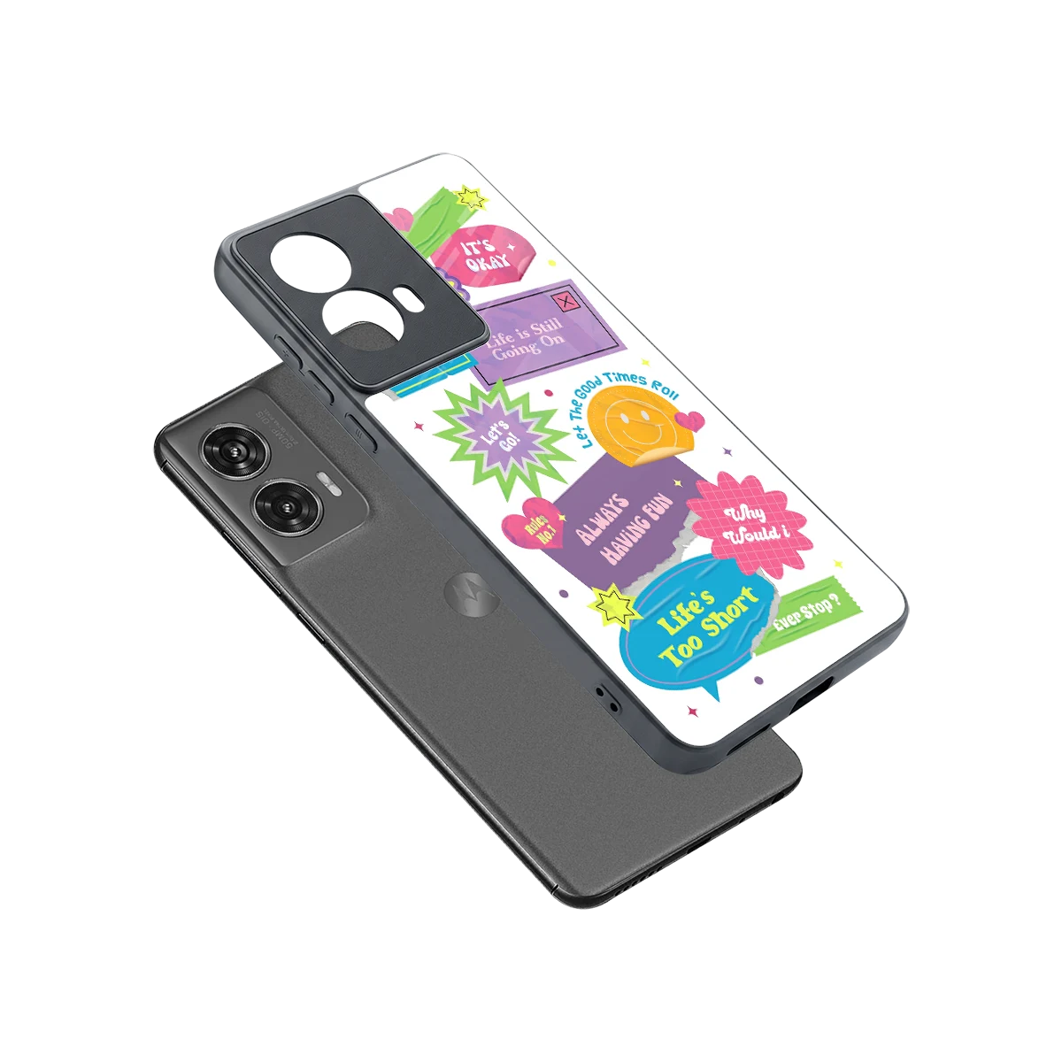 Lesss Go sleek motorola edge 50 fusion cover with tempered glass back and TPU edges