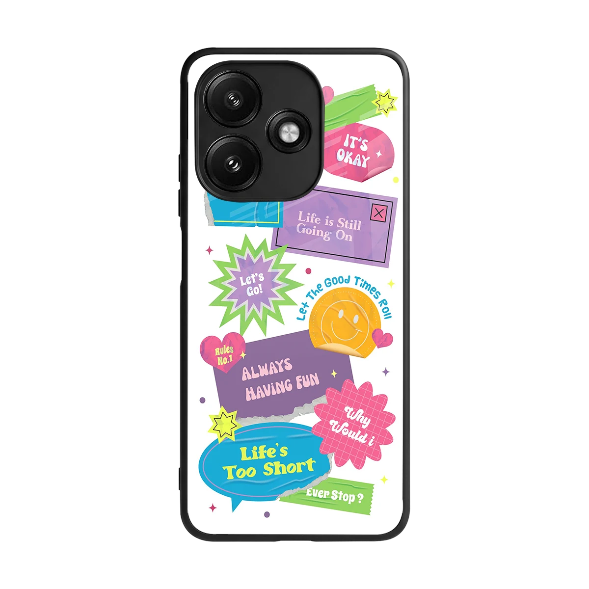 Lesss Go back phone cover | glass case for redmi 12 5g