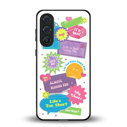 Lesss Go back phone cover | glass case for samsung galaxy m36 5g