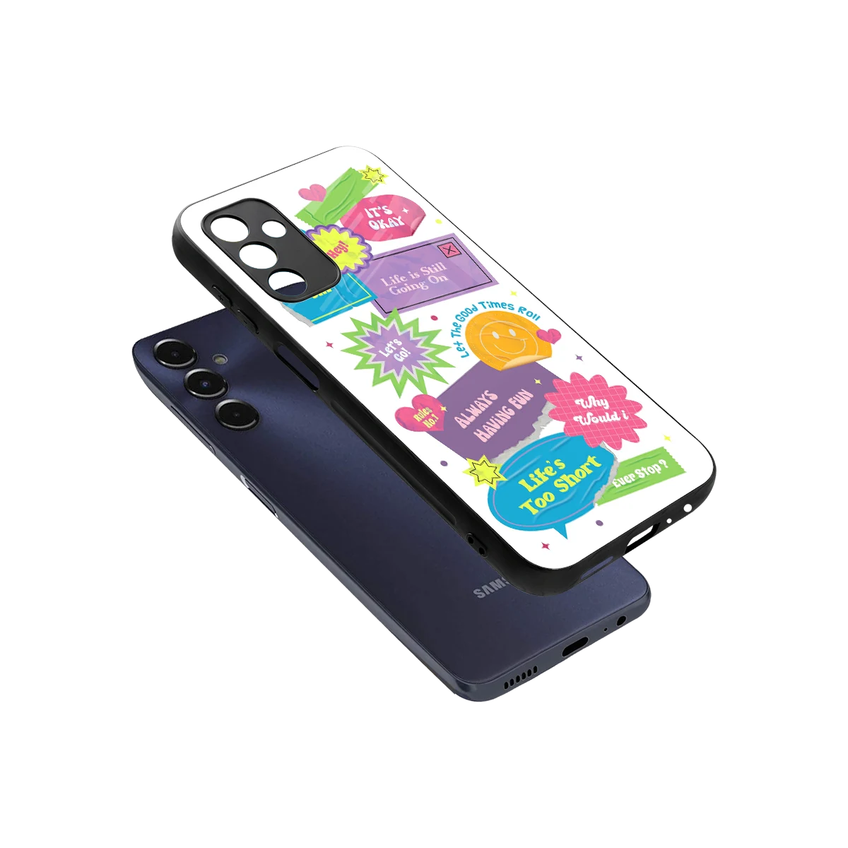 Lesss Go sleek samsung galaxy m14 5g cover with tempered glass back and TPU edges
