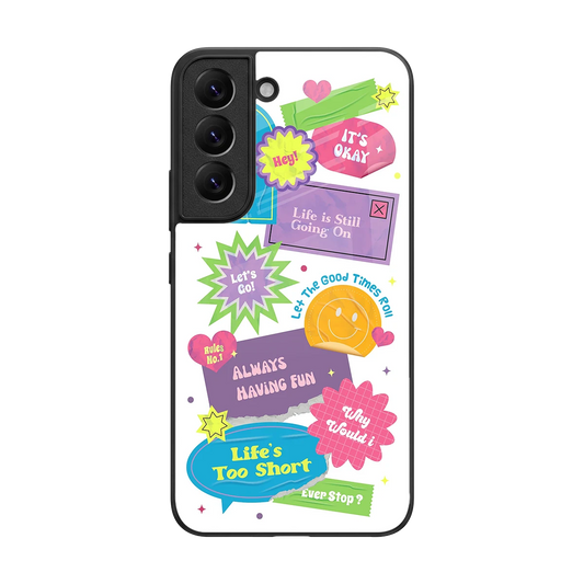 Lesss Go back phone cover | glass case for samsung galaxy s22