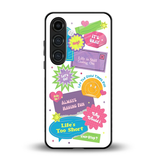 Lesss Go back phone cover | glass case for samsung galaxy s25