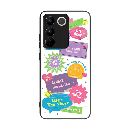 Lesss Go back phone cover | glass case for vivo v27 5g