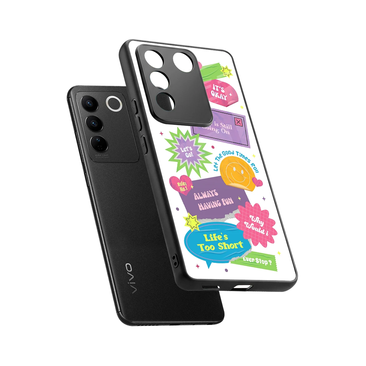 Lesss Go sleek vivo v27 5g cover with tempered glass back and TPU edges