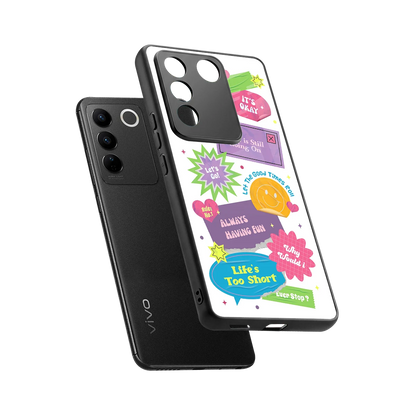 Lesss Go sleek vivo v27 5g cover with tempered glass back and TPU edges