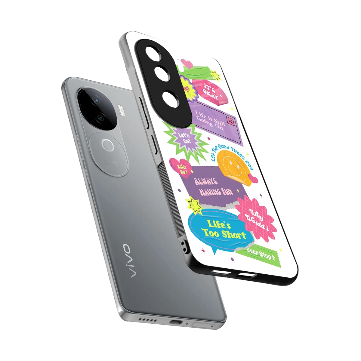 Lesss Go sleek vivo v40e cover with tempered glass back and TPU edges