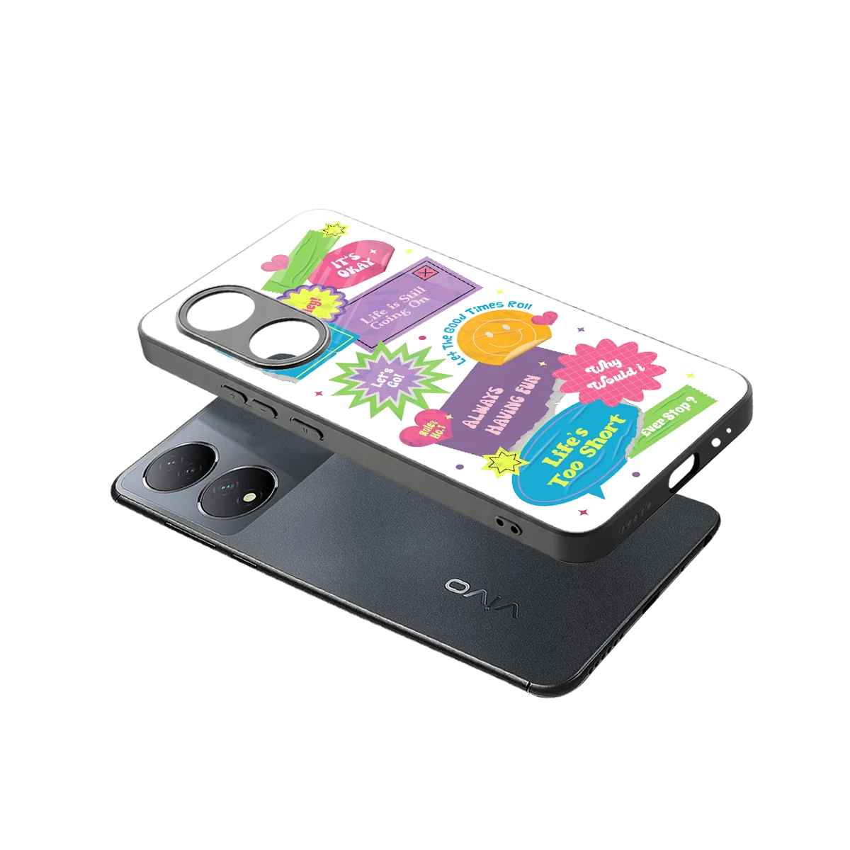 Lesss Go sleek Vivo-y100 cover with tempered glass back and TPU edges