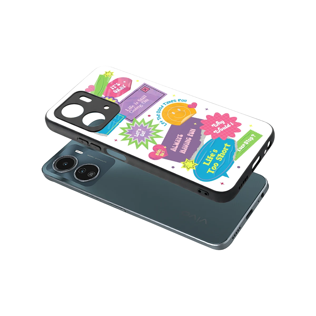 Lesss Go sleek vivo y16 cover with tempered glass back and TPU edges