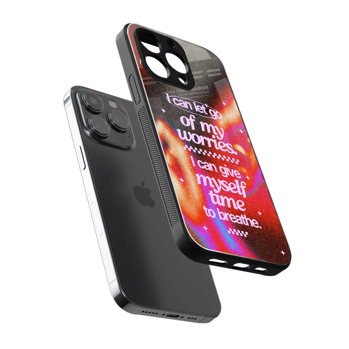 Let Go sleek iphone 13 pro cover with tempered glass back and TPU edges
