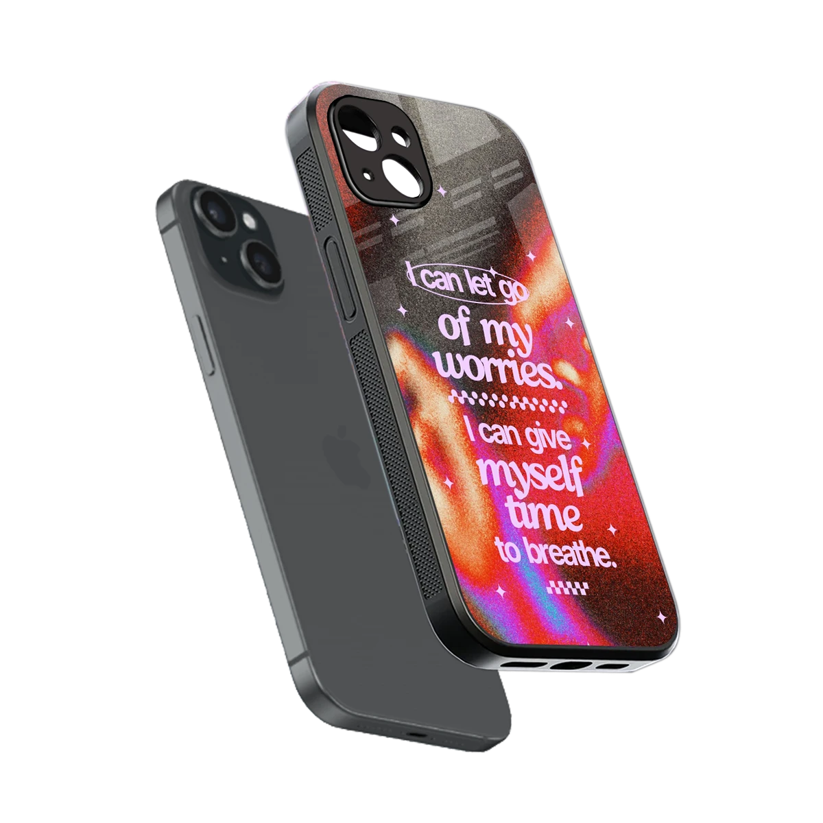 Let Go sleek iphone 14 plus cover with tempered glass back and TPU edges