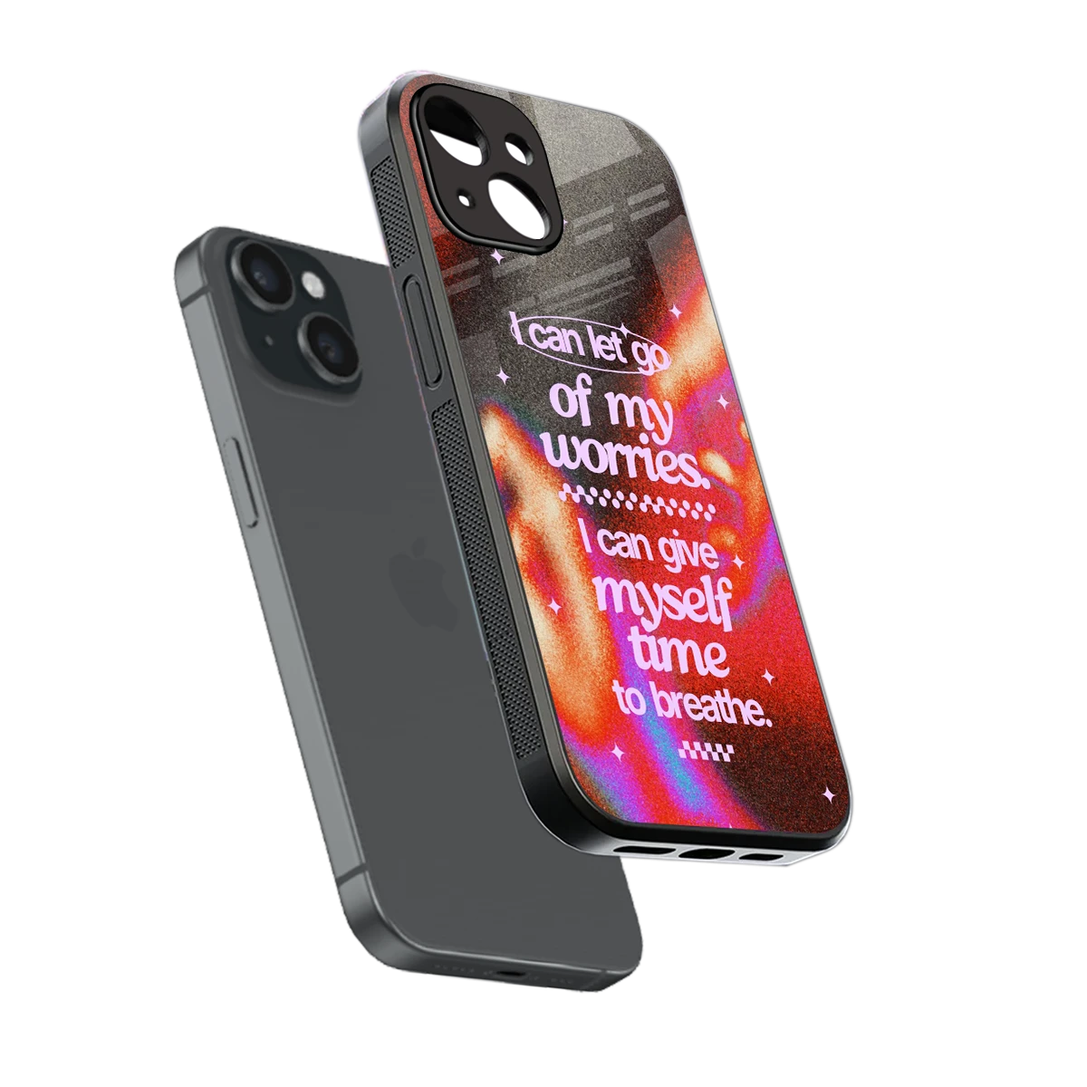 Let Go sleek iphone 15 cover with tempered glass back and TPU edges