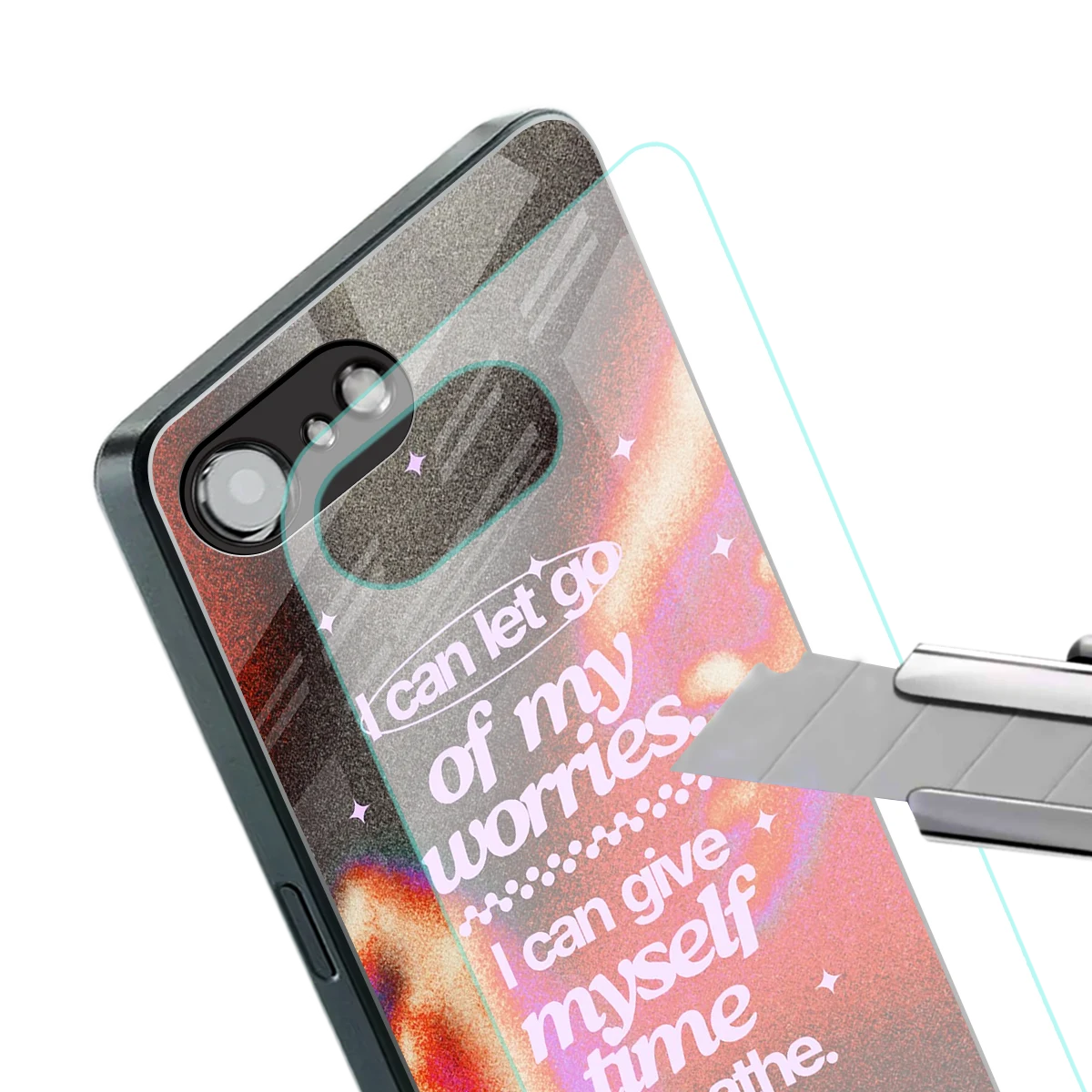 Let Go stylish phone case for iphone 16e | glossy glass and slim fit