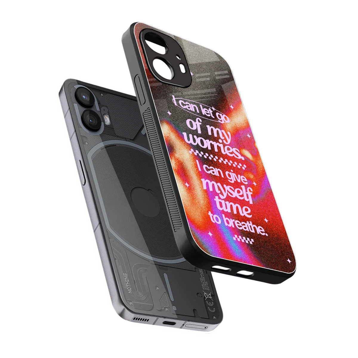 Let Go sleek nothing phone 2 cover with tempered glass back and TPU edges