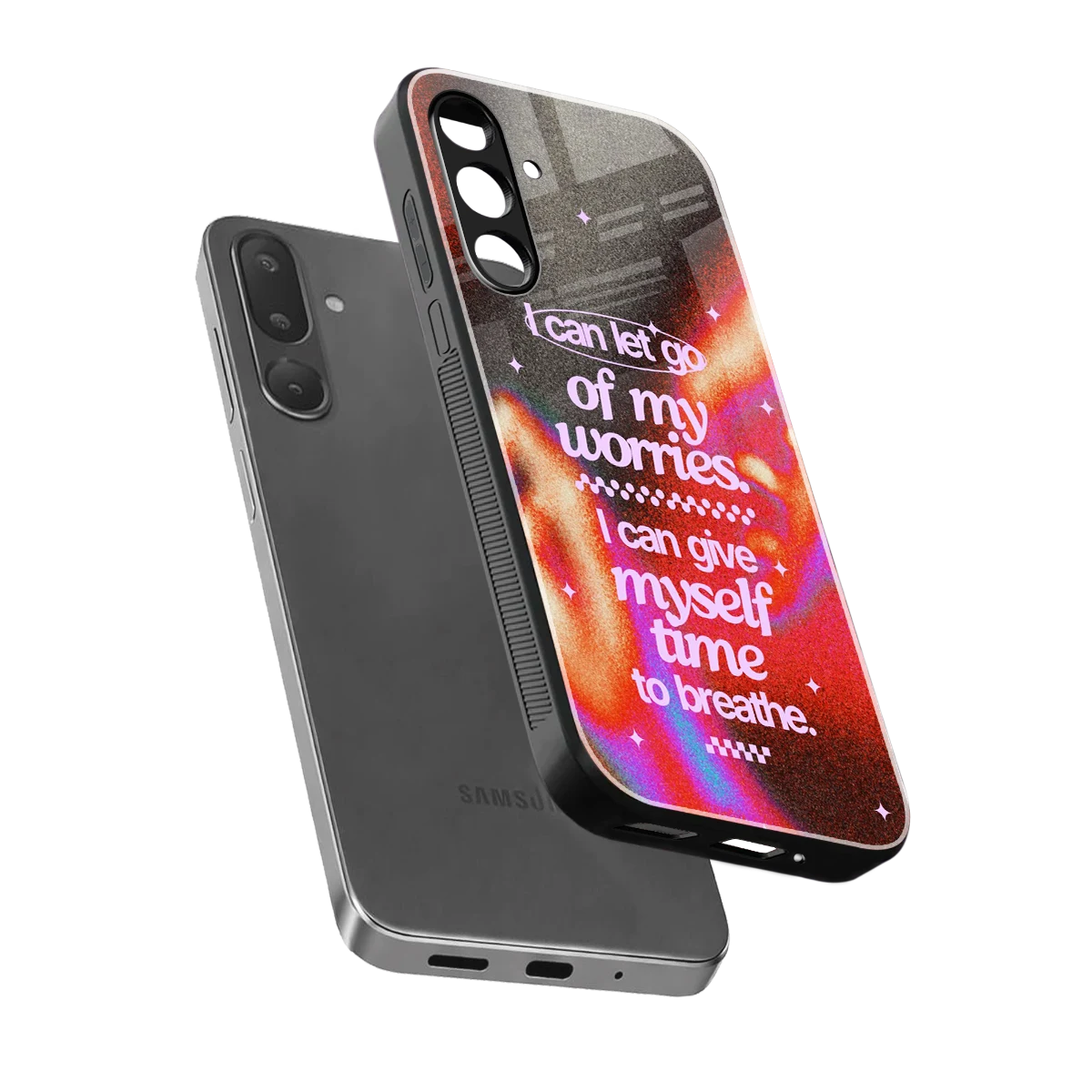Let Go sleek samsung galaxy m56 5g cover with tempered glass back and TPU edges