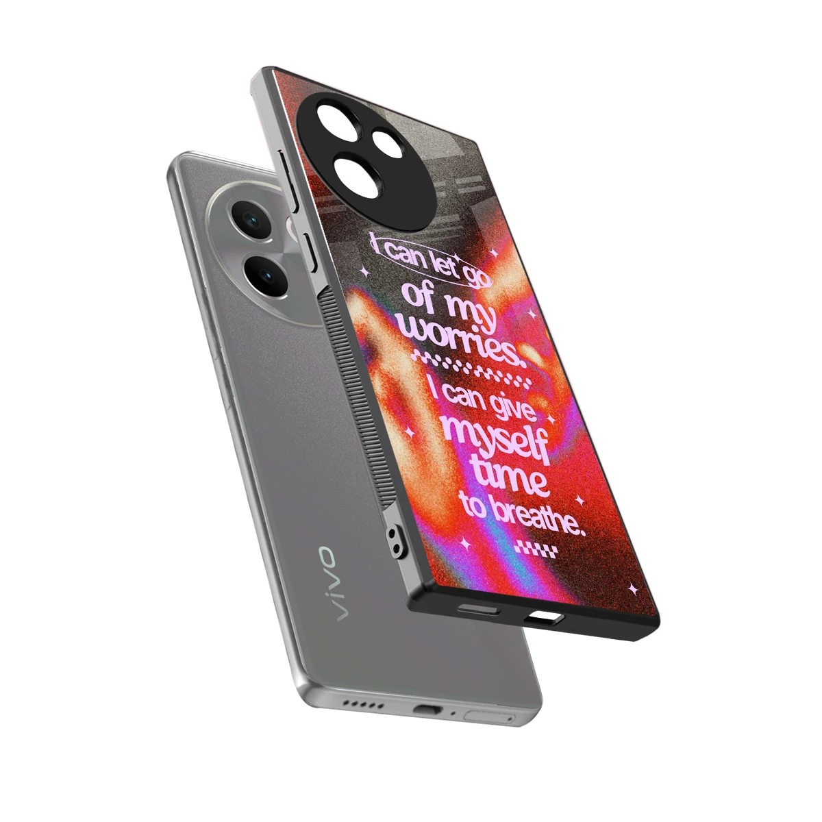 Let Go sleek vivo v30e cover with tempered glass back and TPU edges