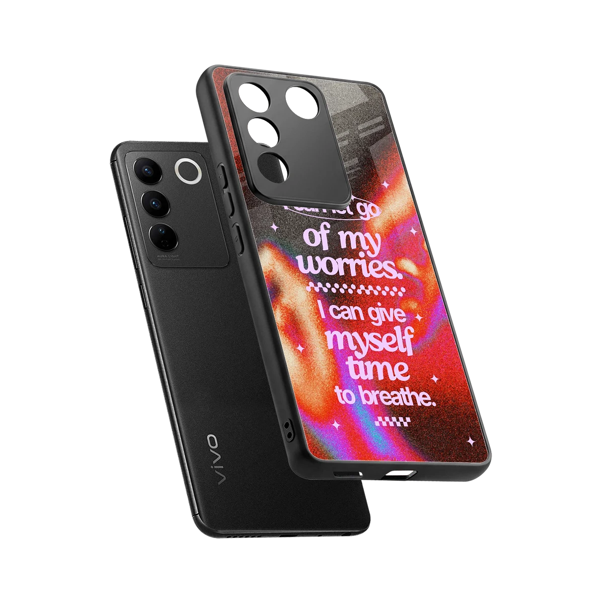 Let Go sleek vivo v27 5g cover with tempered glass back and TPU edges