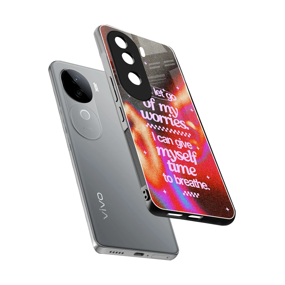 Let Go sleek vivo v40e cover with tempered glass back and TPU edges