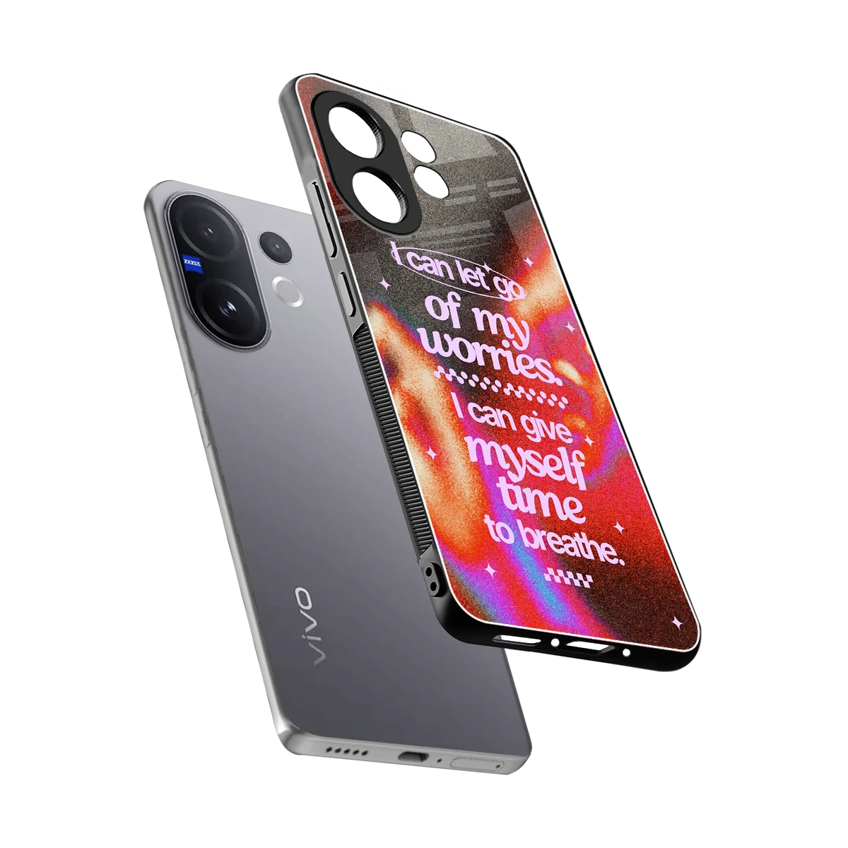 Let Go sleek vivo v60 cover with tempered glass back and TPU edges
