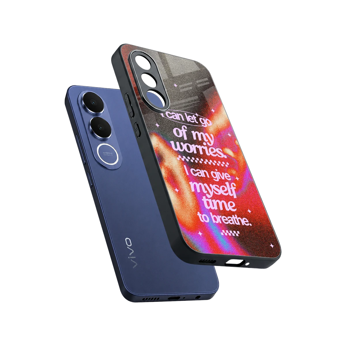 Let Go sleek vivo v70 fe cover with tempered glass back and TPU edges