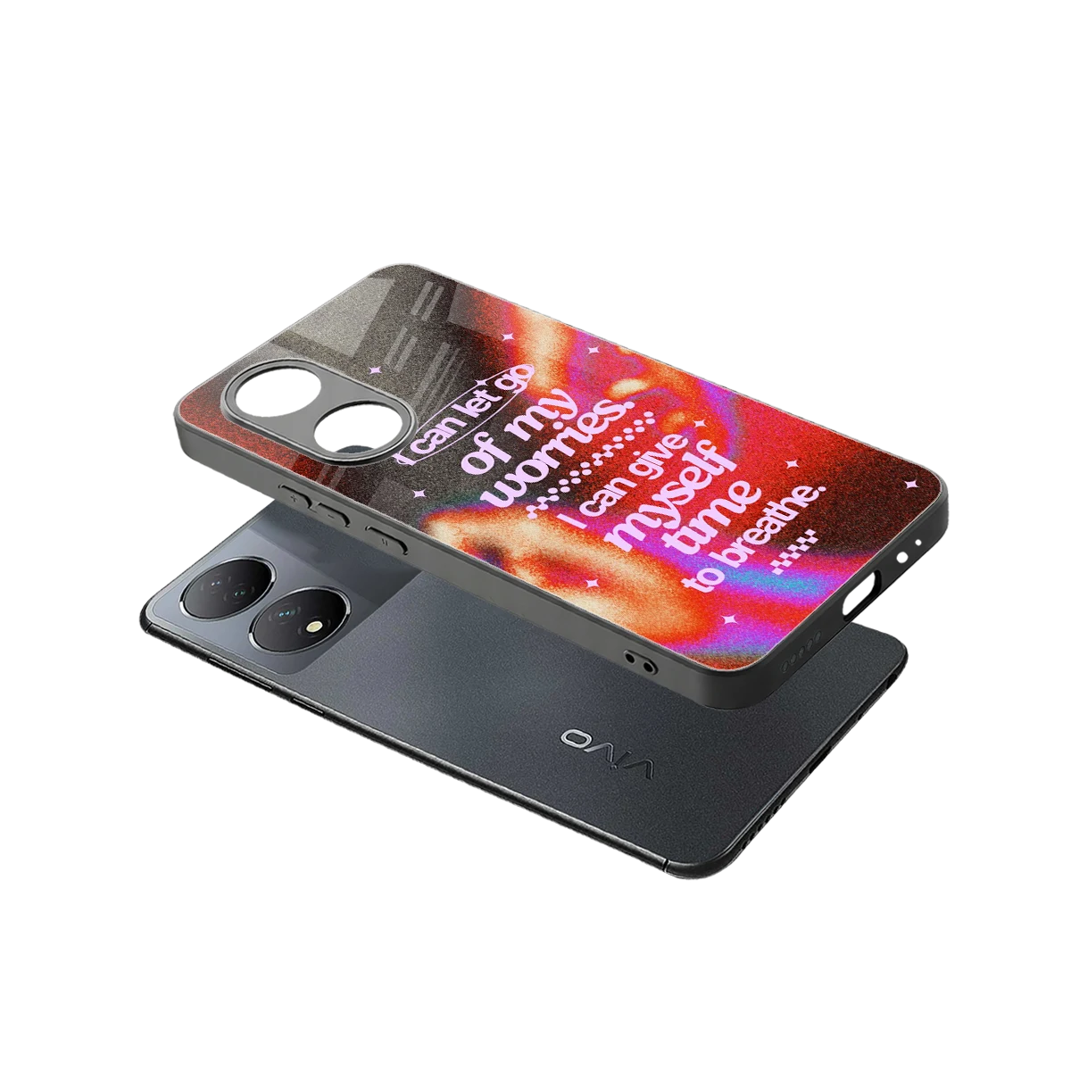 Let Go sleek Vivo-y100 cover with tempered glass back and TPU edges