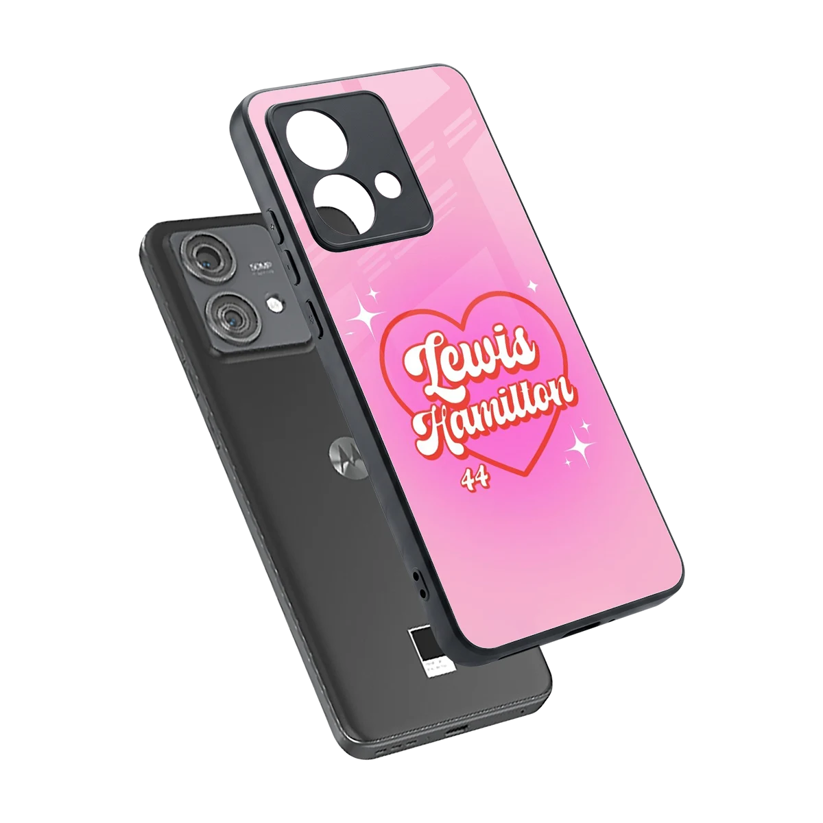 Lewis Hamilton sleek motorola edge 40 neo 5g cover with tempered glass back and TPU edges
