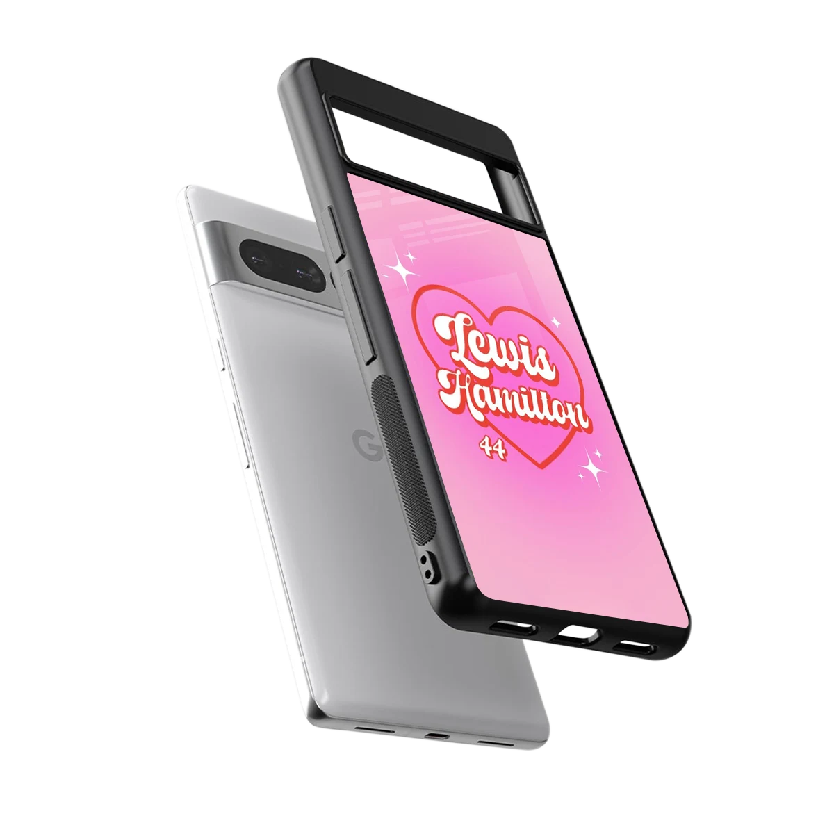 Lewis Hamilton sleek google pixel 7 pro cover with tempered glass back and TPU edges