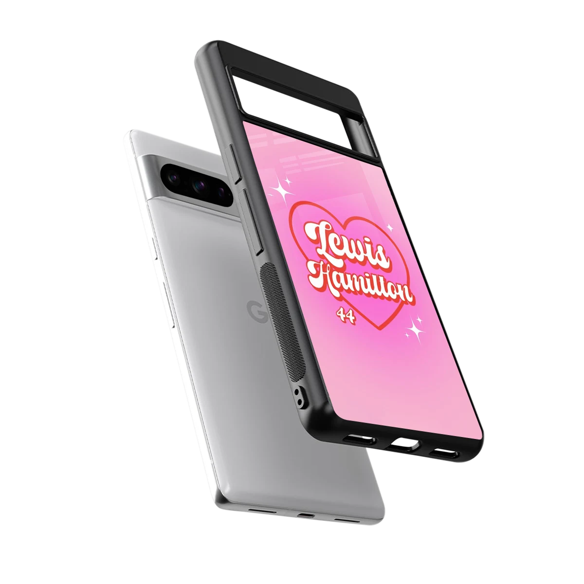 Lewis Hamilton sleek google pixel 8 pro cover with tempered glass back and TPU edges