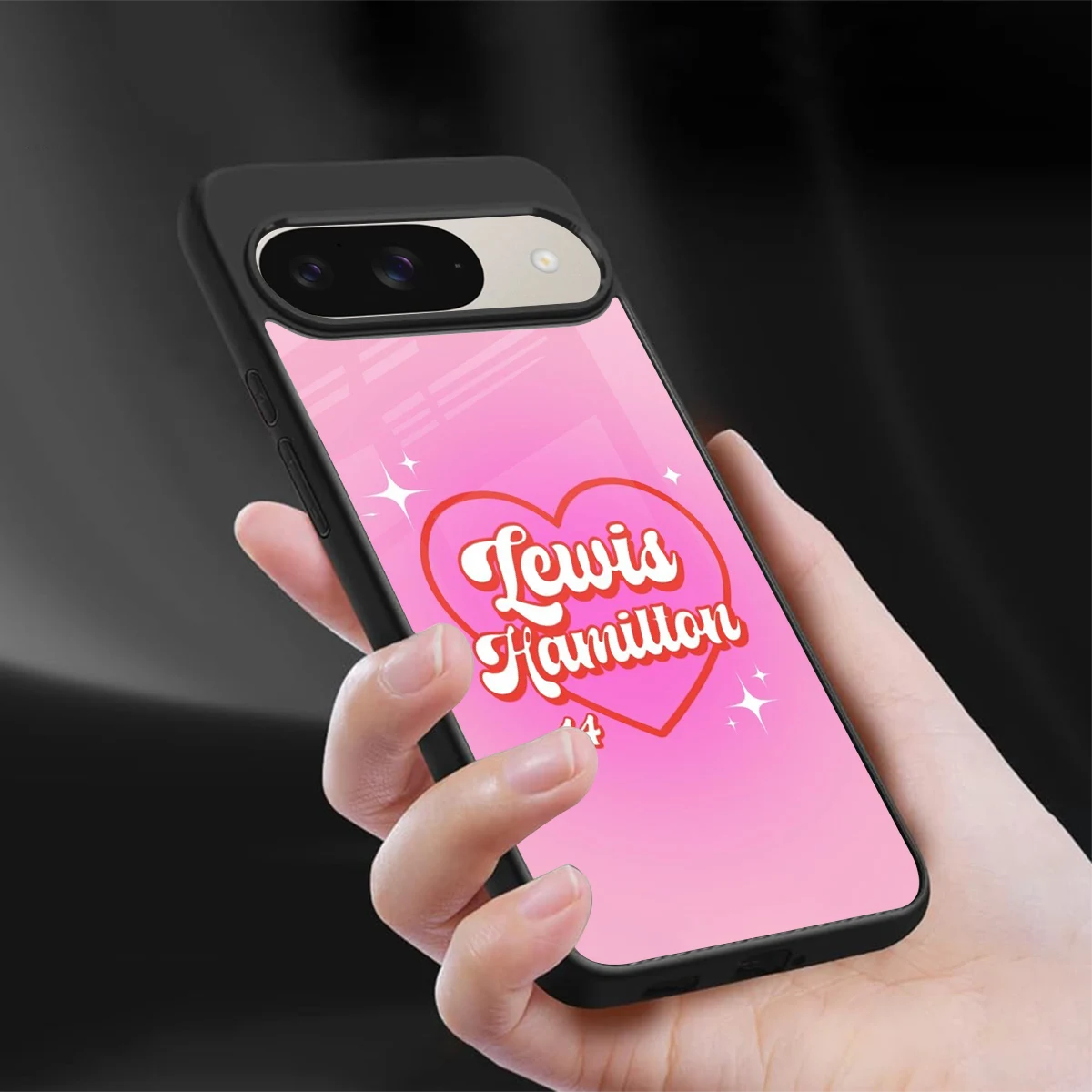 Lewis Hamilton sleek google pixel 9 cover with tempered glass back and TPU edges