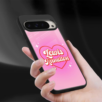 Lewis Hamilton sleek google pixel 9 pro xl cover with tempered glass back and TPU edges