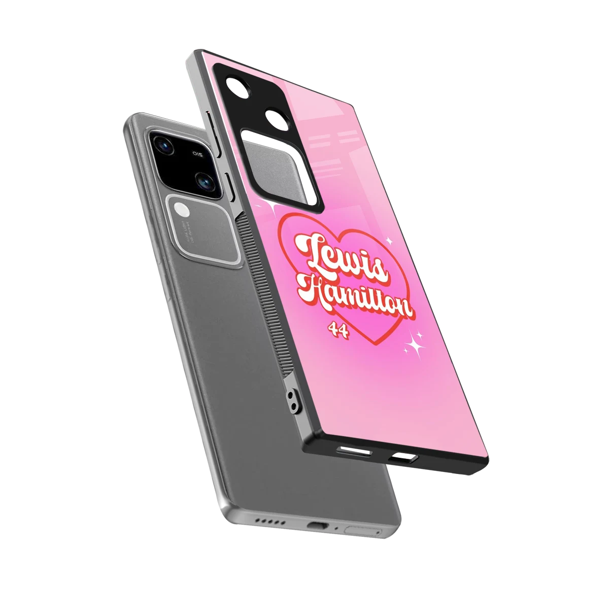 Lewis Hamilton sleek vivo v30 cover with tempered glass back and TPU edges