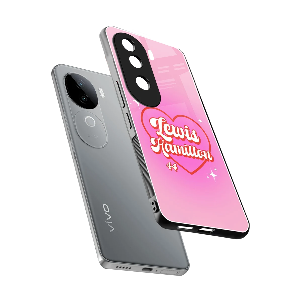 Lewis Hamilton sleek vivo v40e cover with tempered glass back and TPU edges