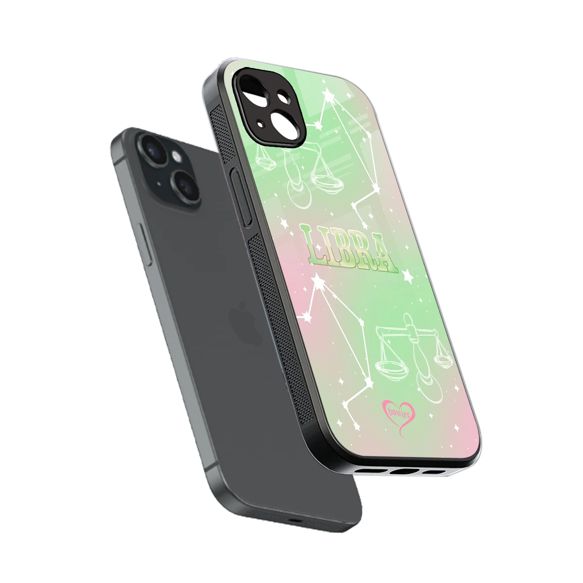 Libra Aura sleek iphone 14 plus cover with tempered glass back and TPU edges
