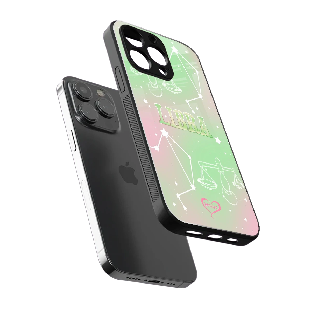 Libra Aura sleek iphone 15 pro max cover with tempered glass back and TPU edges