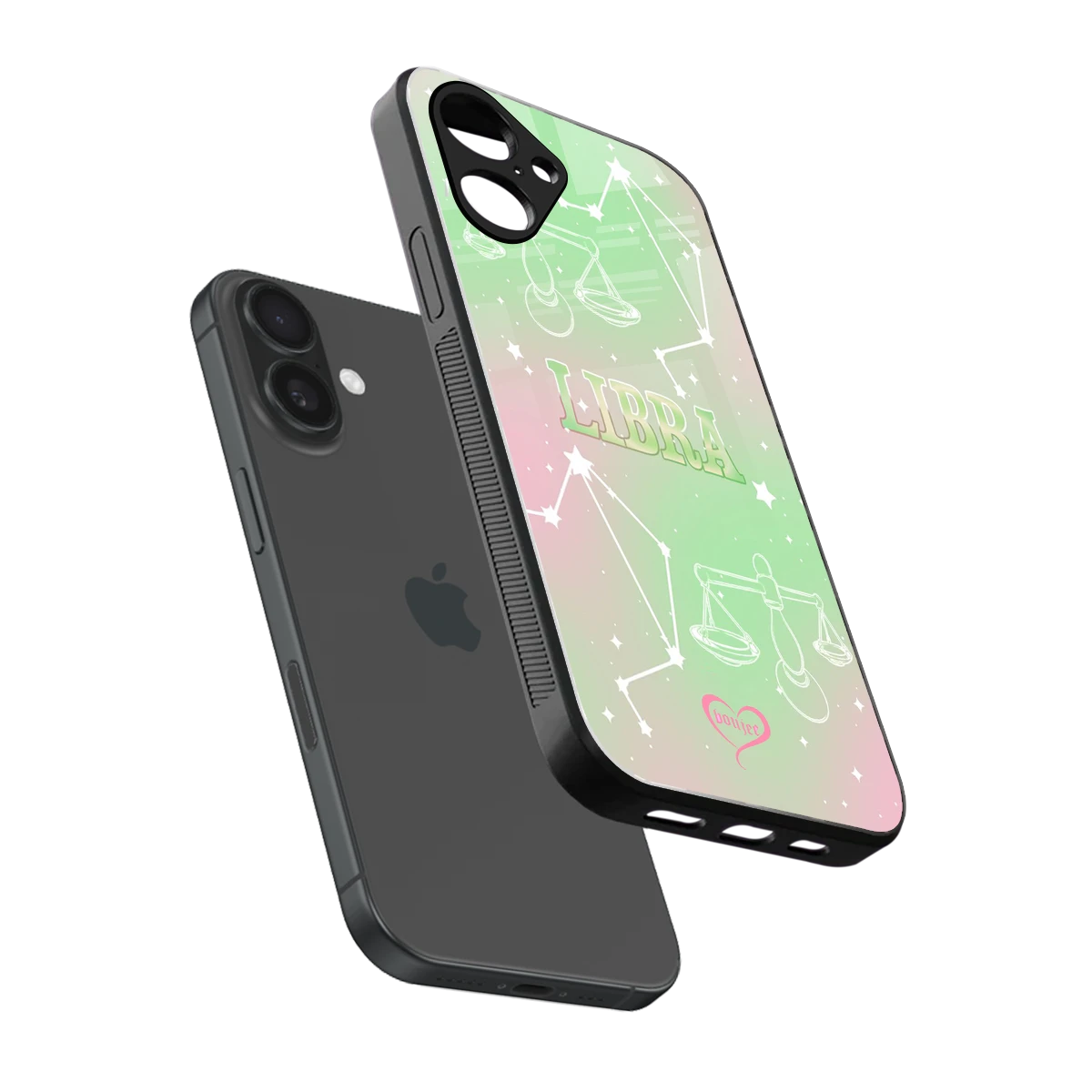 Libra Aura sleek iPhone 16 cover with tempered glass back and TPU edges