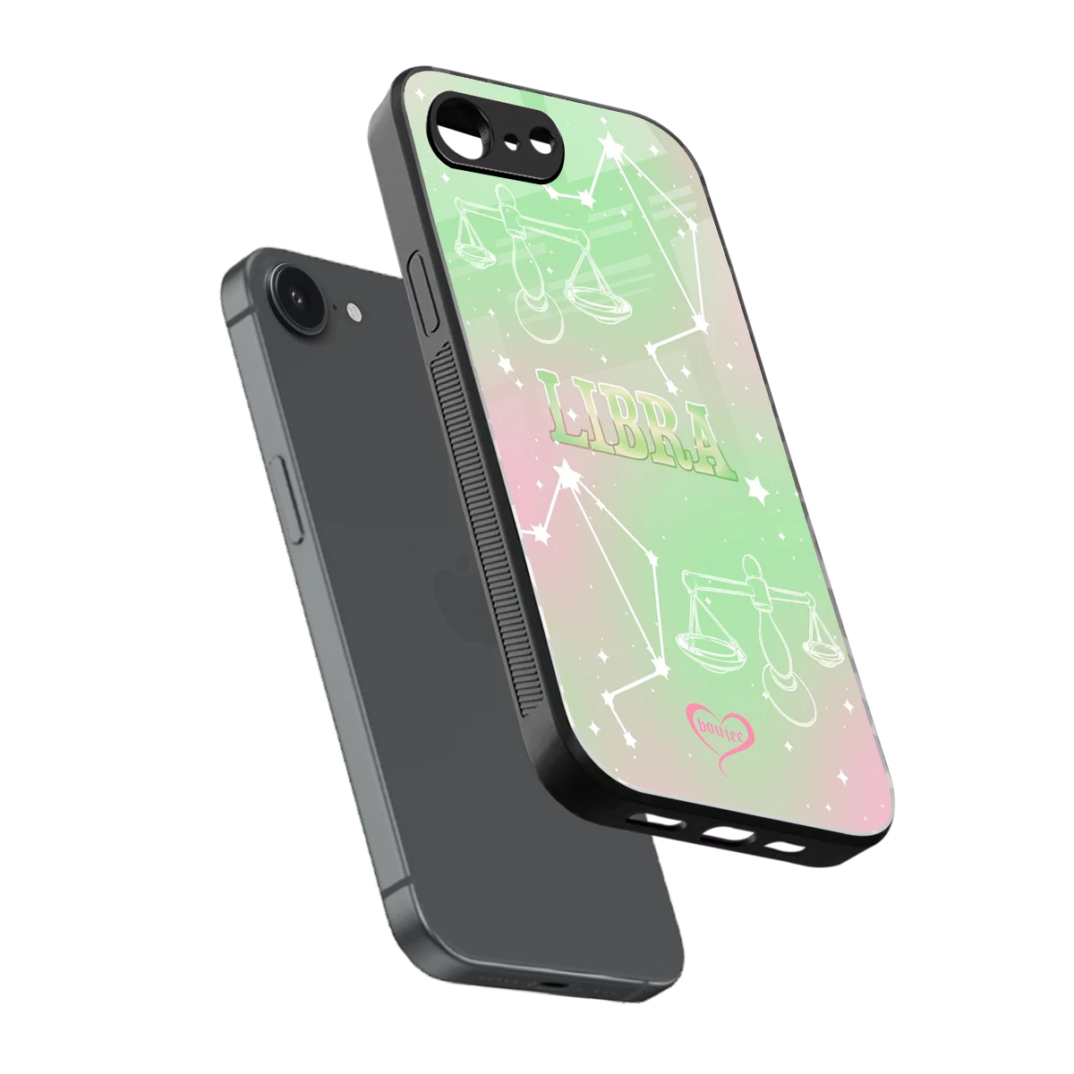Libra Aura sleek iphone 16e cover with tempered glass back and TPU edges
