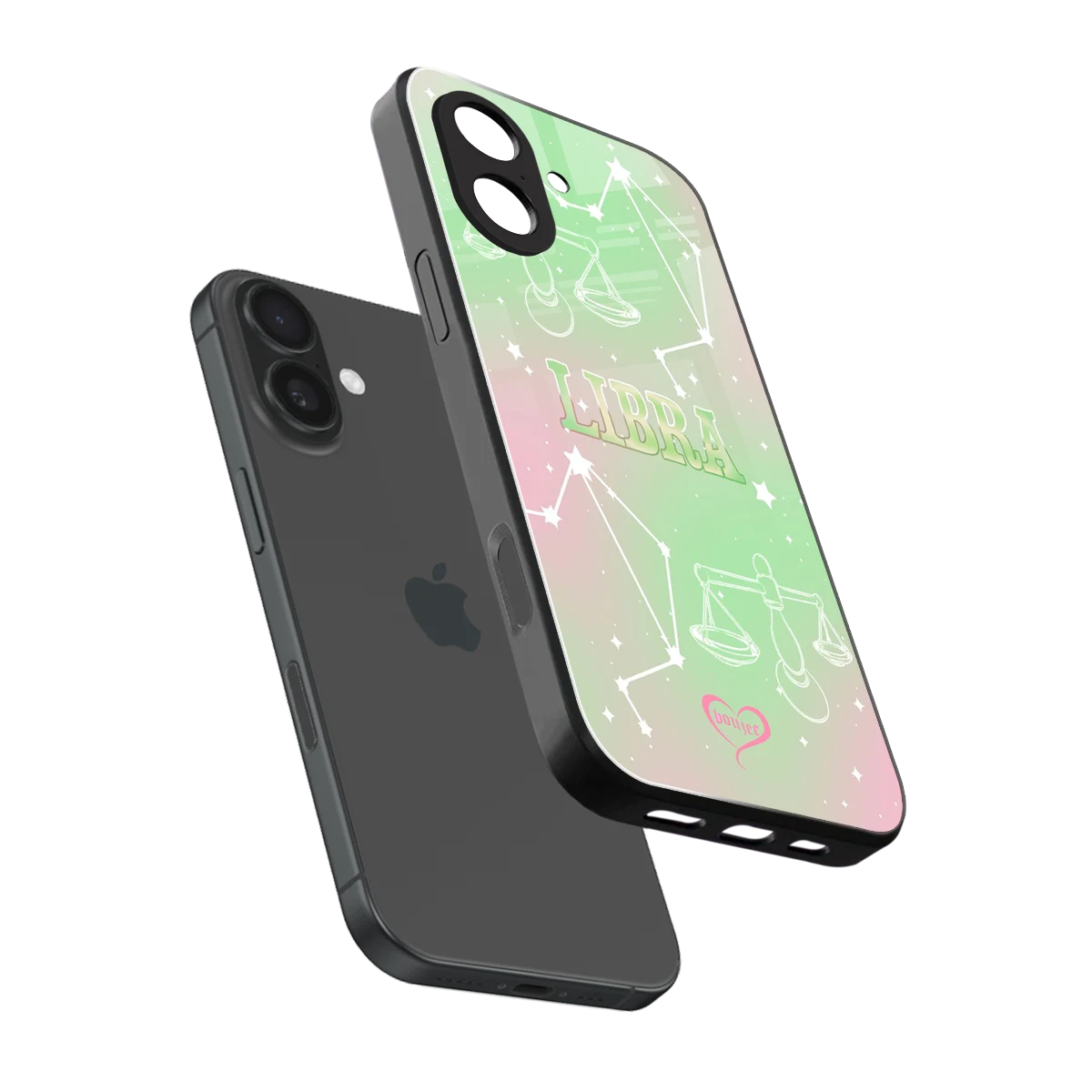 Libra Aura sleek iphone 17 cover with tempered glass back and TPU edges