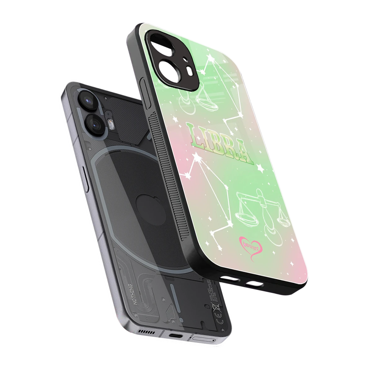 Libra Aura sleek nothing phone 2 cover with tempered glass back and TPU edges
