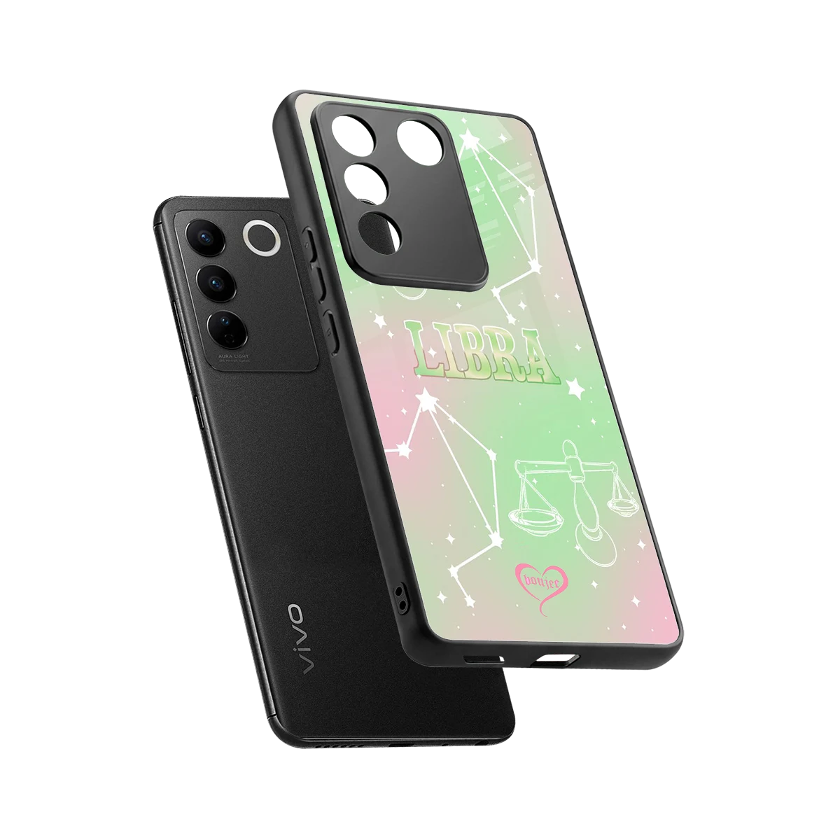 Libra Aura sleek vivo v27 5g cover with tempered glass back and TPU edges