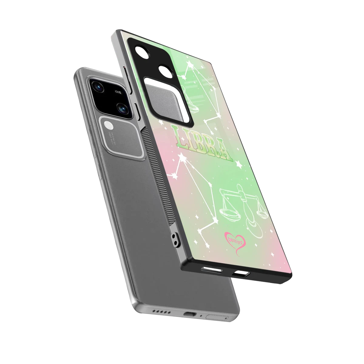 Libra Aura sleek vivo v30 cover with tempered glass back and TPU edges